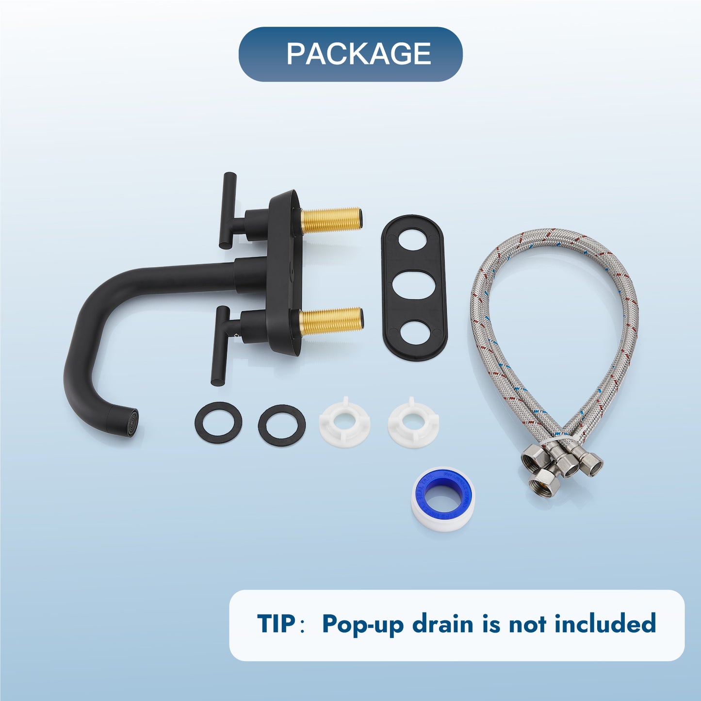 Cinwiny Centerset 4 inch Two Handles Bathroom Sink Faucet Deck Mount Mixer Taps Bathroom Vanity Lavatory Faucet with 360° Swivel Spout Water Supply Hoses