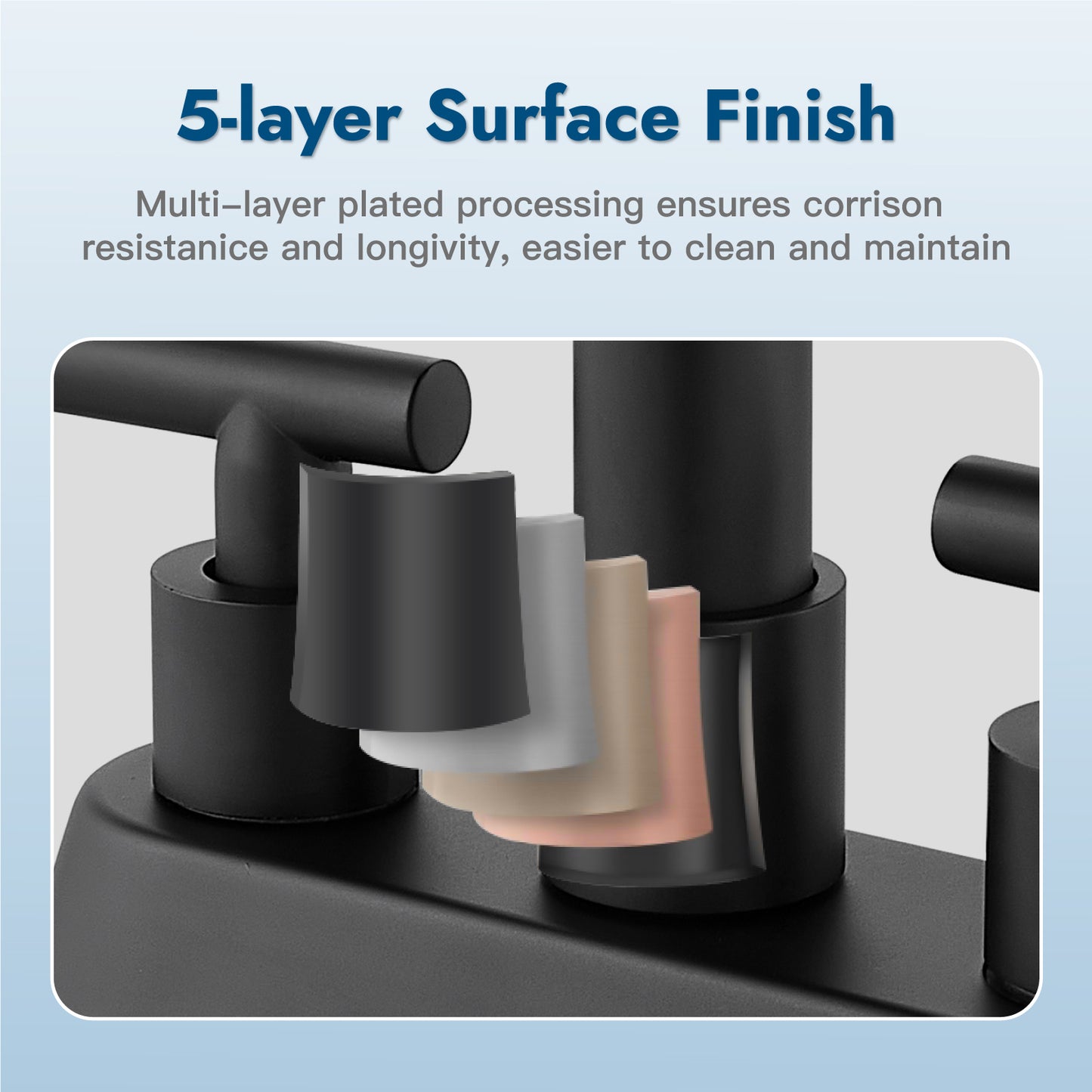 Cinwiny Centerset 4 inch Two Handles Bathroom Sink Faucet Deck Mount Mixer Taps Bathroom Vanity Lavatory Faucet with 360° Swivel Spout Water Supply Hoses