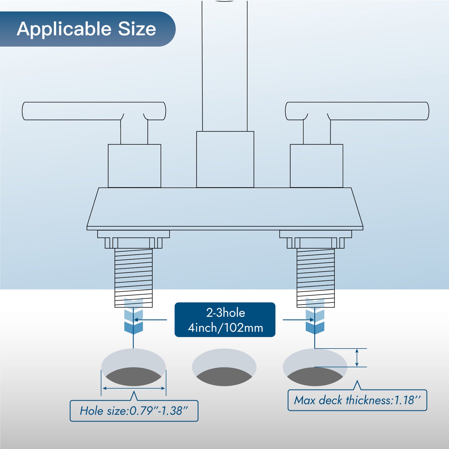 Cinwiny Centerset 4 inch Two Handles Bathroom Sink Faucet Deck Mount Mixer Taps Bathroom Vanity Lavatory Faucet with 360° Swivel Spout Water Supply Hoses