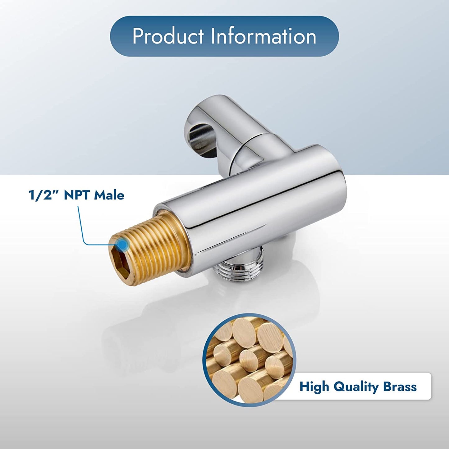Cinwiny Showerhead Bracket Adjustable Wall Mounted Handheld Shower Spray Holder Brass Shower Hose Connector Wall Union Water Outlet with Flange