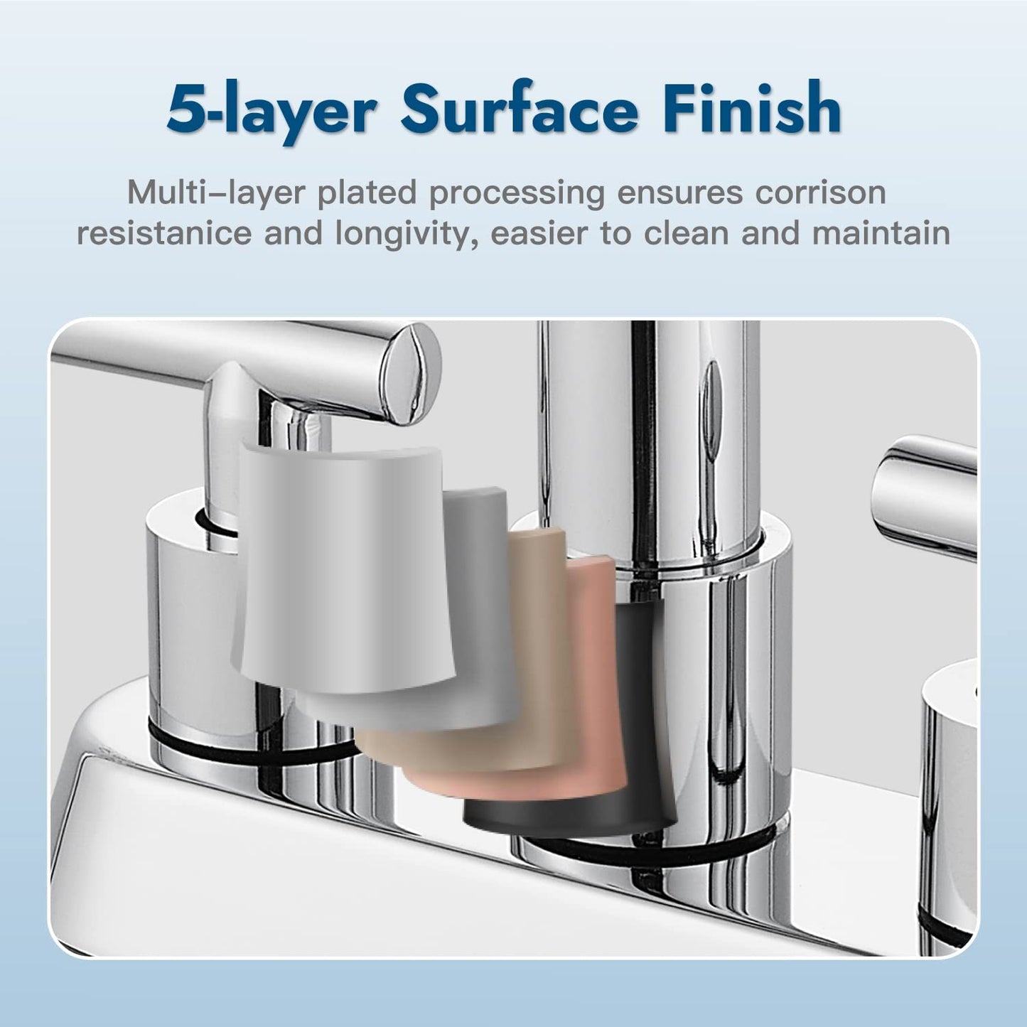 Cinwiny Centerset 4 inch Two Handles Bathroom Sink Faucet Deck Mount Mixer Taps Bathroom Vanity Lavatory Faucet with 360° Swivel Spout Water Supply Hoses