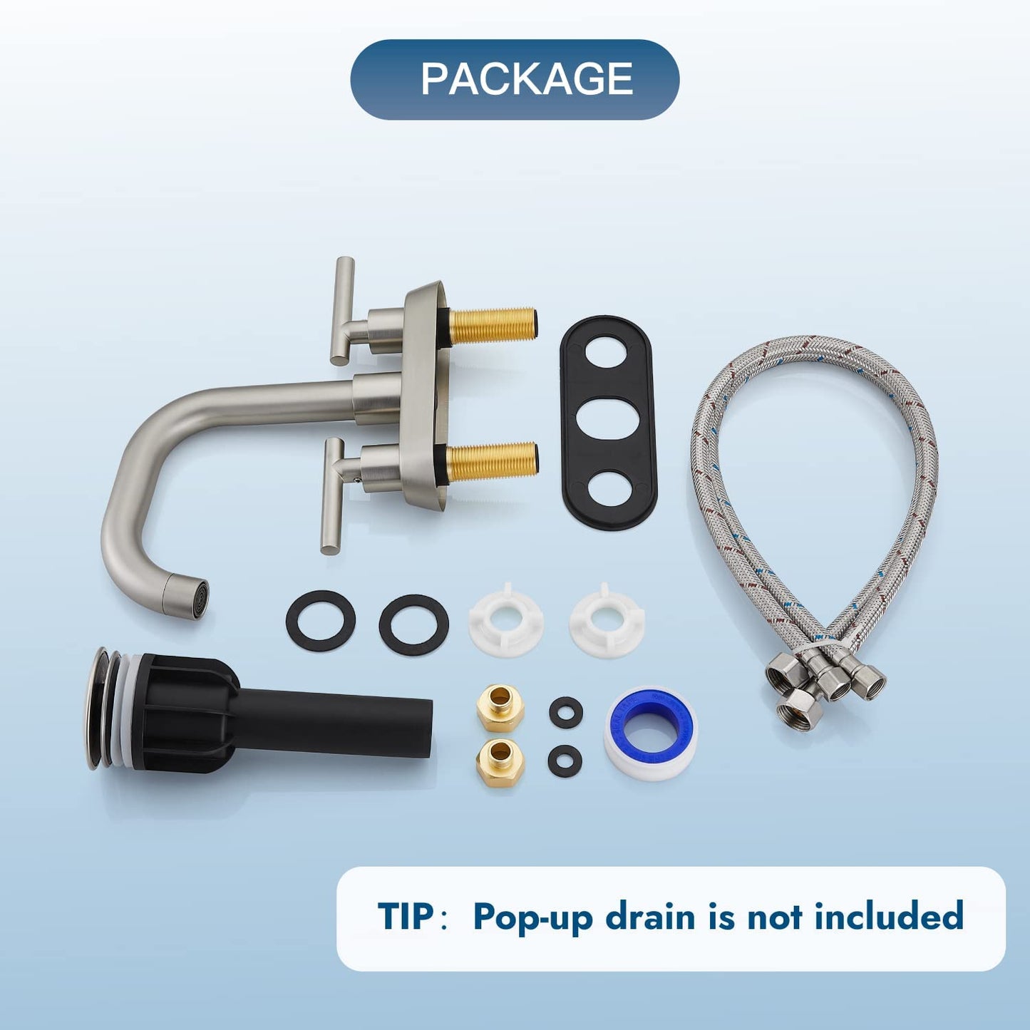 Cinwiny Centerset 4 inch Two Handles Bathroom Sink Faucet Deck Mount Mixer Taps Bathroom Vanity Lavatory Faucet with 360° Swivel Spout Water Supply Hoses