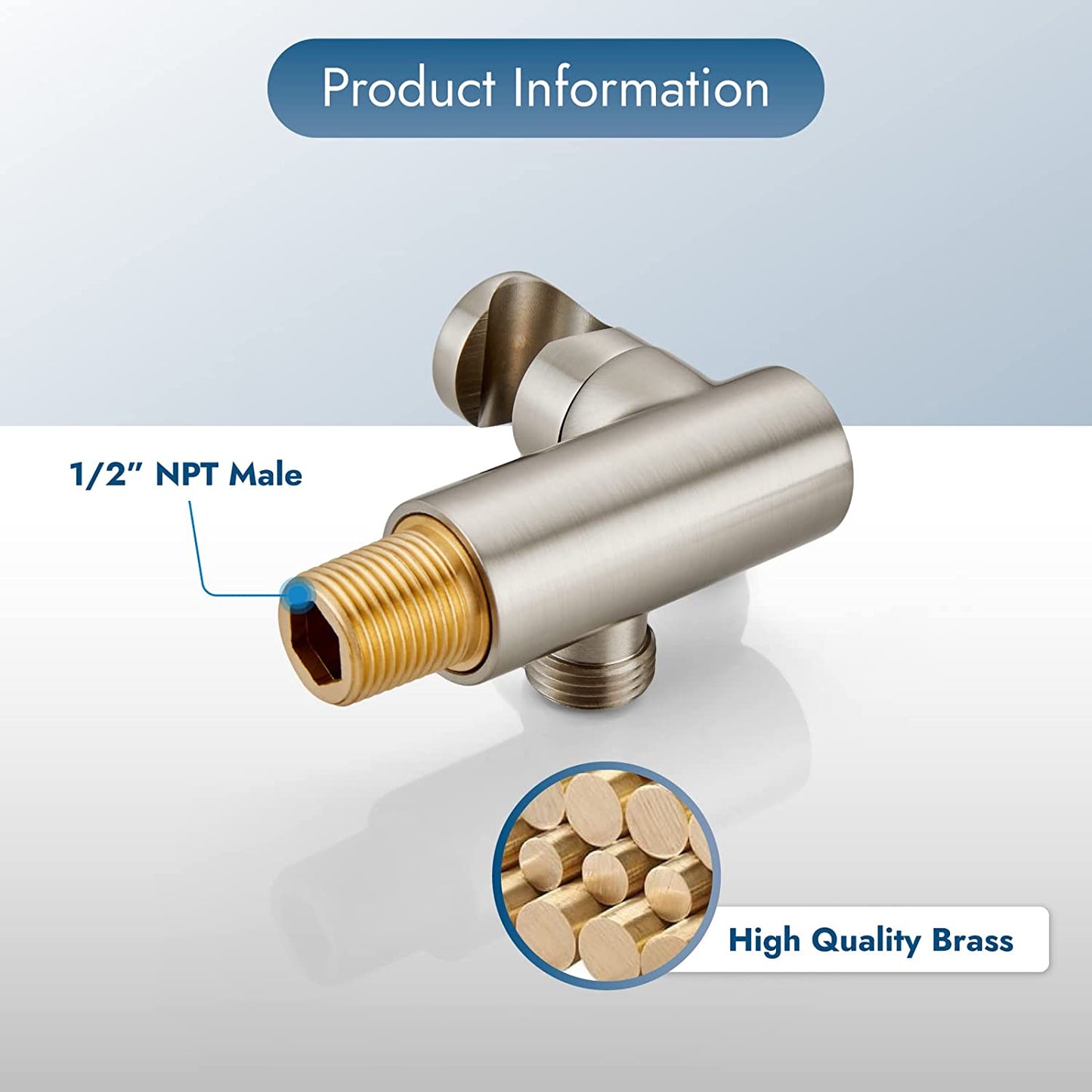 Cinwiny Showerhead Bracket Adjustable Wall Mounted Handheld Shower Spray Holder Brass Shower Hose Connector Wall Union Water Outlet with Flange