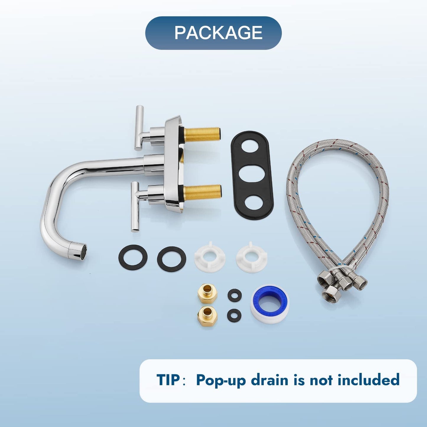 Cinwiny Centerset 4 inch Two Handles Bathroom Sink Faucet Deck Mount Mixer Taps Bathroom Vanity Lavatory Faucet with 360° Swivel Spout Water Supply Hoses