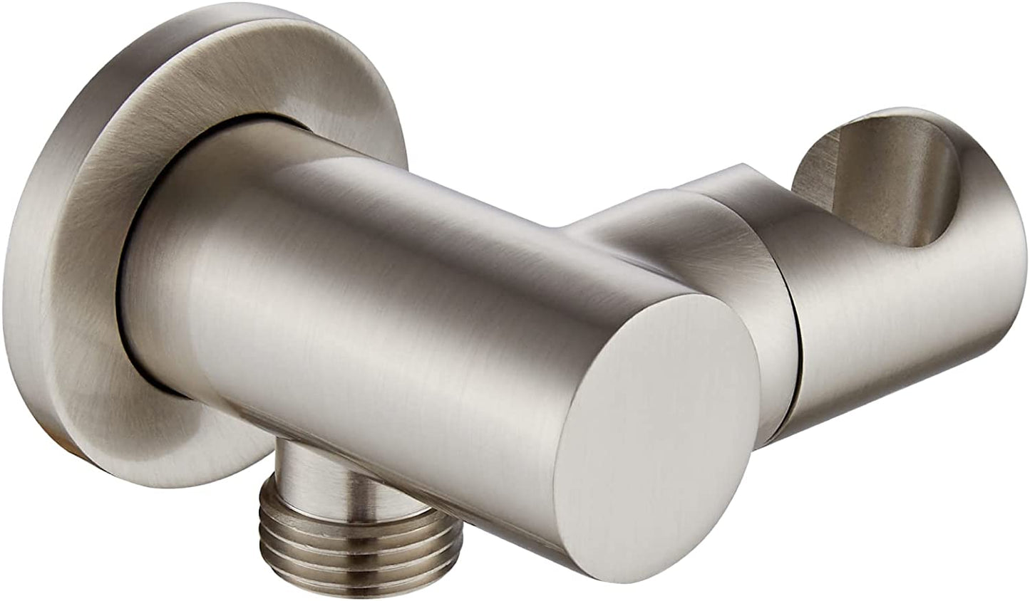 Cinwiny Showerhead Bracket Adjustable Wall Mounted Handheld Shower Spray Holder Brass Shower Hose Connector Wall Union Water Outlet with Flange