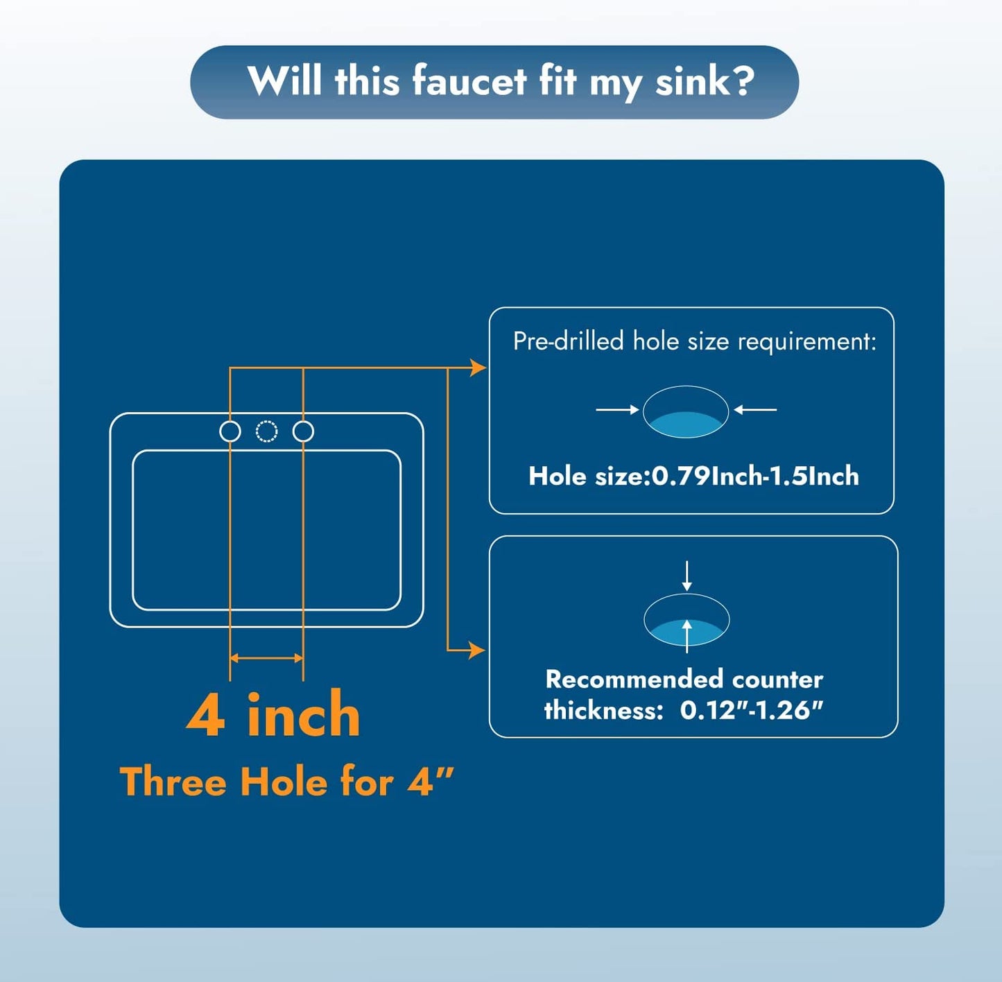 Cinwiny Centerset 4 inch Two Handles Bathroom Sink Faucet Deck Mount Mixer Taps Bathroom Vanity Lavatory Faucet with 360° Swivel Spout Water Supply Hoses