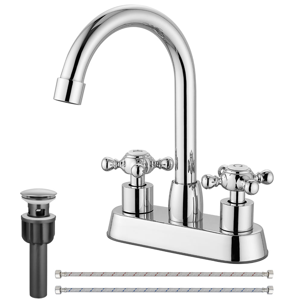 Cinwiny 4 inch Centerset Bathroom Sink Faucet Double Cross Cinwiny 4 inch Centerset Bathroom Sink Faucet Double Cross