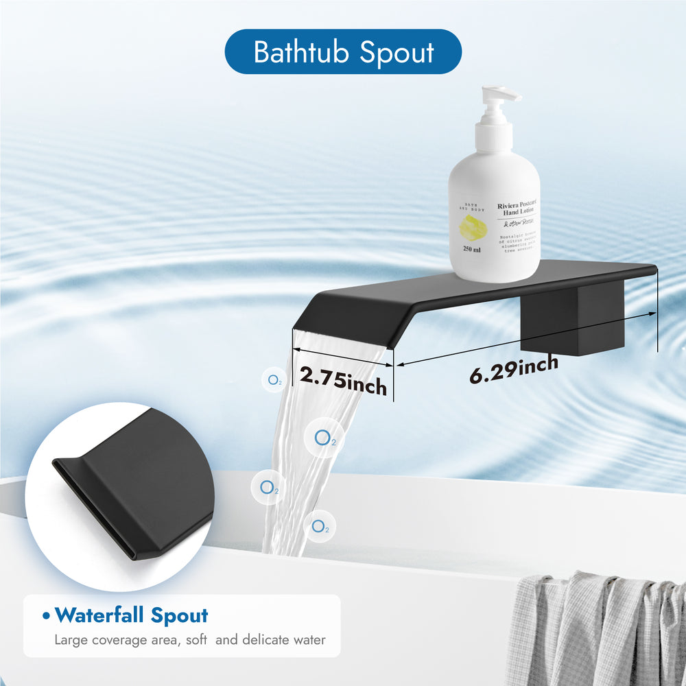 Cinwiny Shower System with Tub Spout Wall Mount Tub Shower Faucet Set Complete 8 Inch Shower Head with Handheld Spray 3 Function Rough-In Valve Included