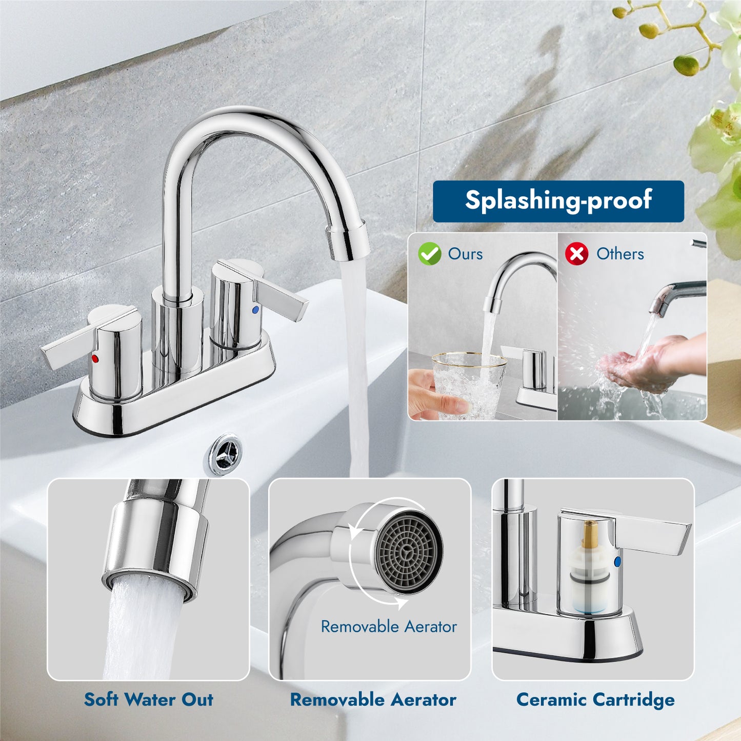 
                  
                    Cinwiny Bathroom Faucet 2 Handle Centerset Bathroom Sink Faucet 4 Inch Bathroom Faucets 360°Swivel Spout Deck Mounted Lavatory Vanity Faucet Mixer Tap with Pop Up Drain
                  
                