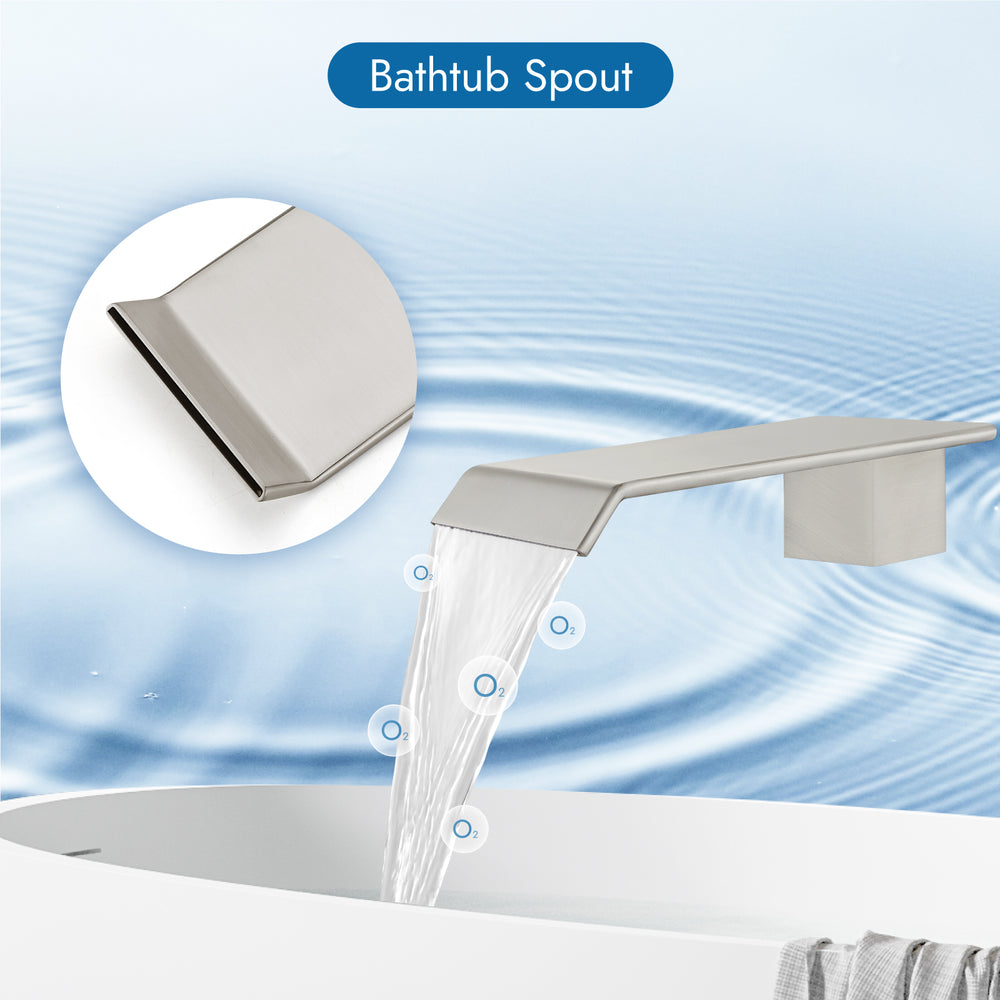 Cinwiny Shower System with Tub Spout Wall Mount Tub Shower Faucet Set Complete 8 Inch Shower Head with Handheld Spray 3 Function Rough-In Valve Included