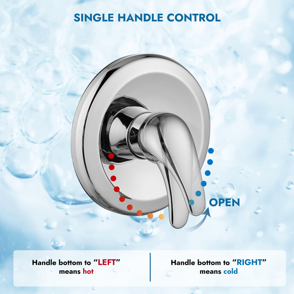 Shower Faucet Set with Tub Spout Pressure Balancing Rough-in Valve Wall Mount Shower System 5 Modes 6 Inch Shower Head with Tub Filler 1 Lever Dual Function Shower Trim Kit