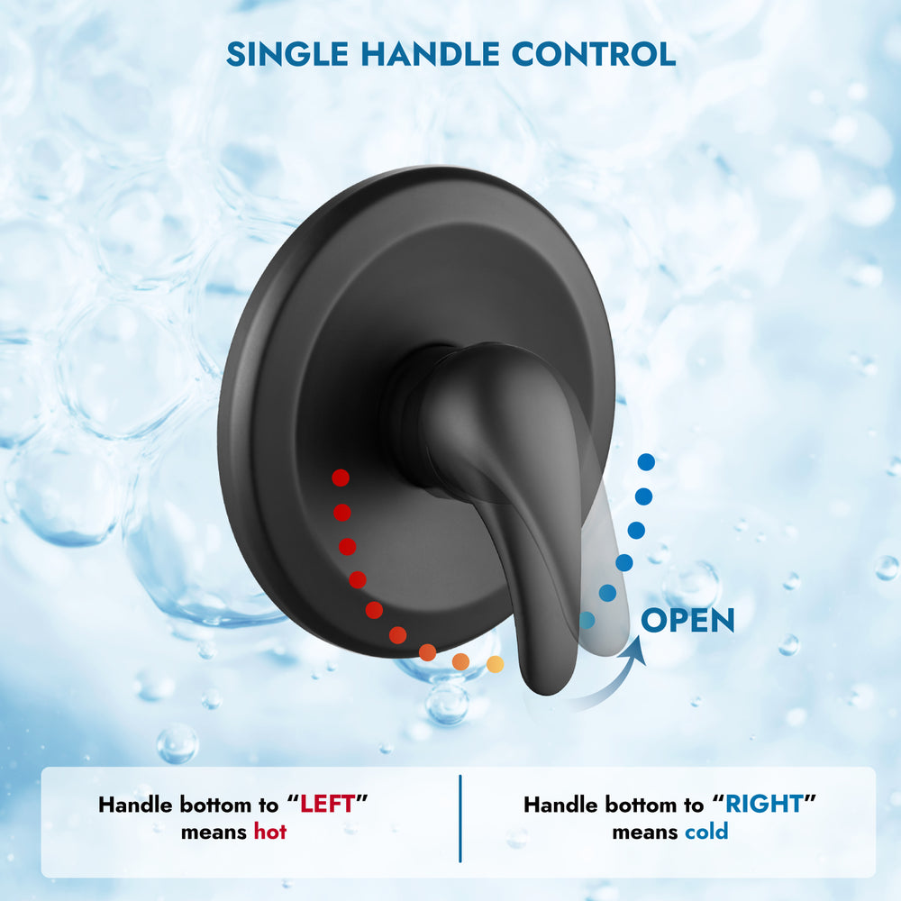 Shower Faucet Set with Tub Spout Pressure Balancing Rough-in Valve Wall Mount Shower System 5 Modes 6 Inch Shower Head with Tub Filler 1 Lever Dual Function Shower Trim Kit