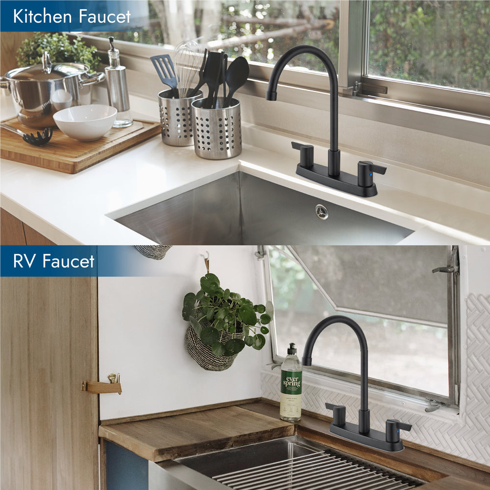 EZ-FLO Kitchen Faucet, Kitchen Sink Faucet With 2 Handles And Pull-Out Side Sprayer, 4-Hole...