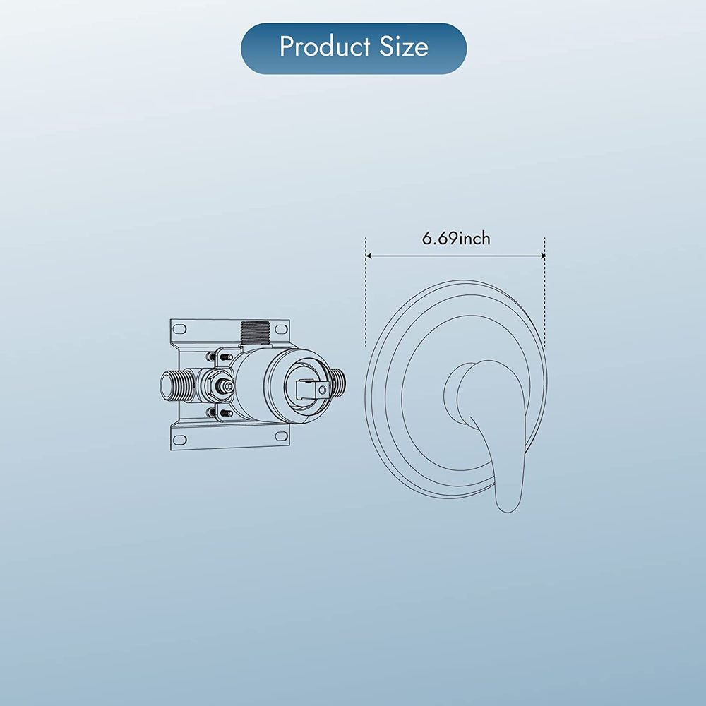 Cinwiny Single Function Shower Handle Valve Trim Kit with Cartridge Pressure Balancing Shower Valves Wall Mount Brass Rough-In Valve Single Handle Shower Valve Mixer