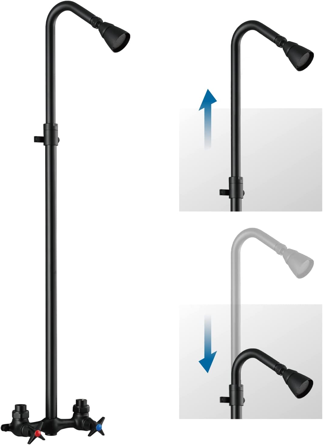 
                  
                    Cinwiny Outdoor Shower Fixtures Wall Mounted Exposed Shower Kit Adjustable slider Dual Cross Handles Brass Faucet Mixer Valve Adjustable Utility Shower Head Shower System
                  
                