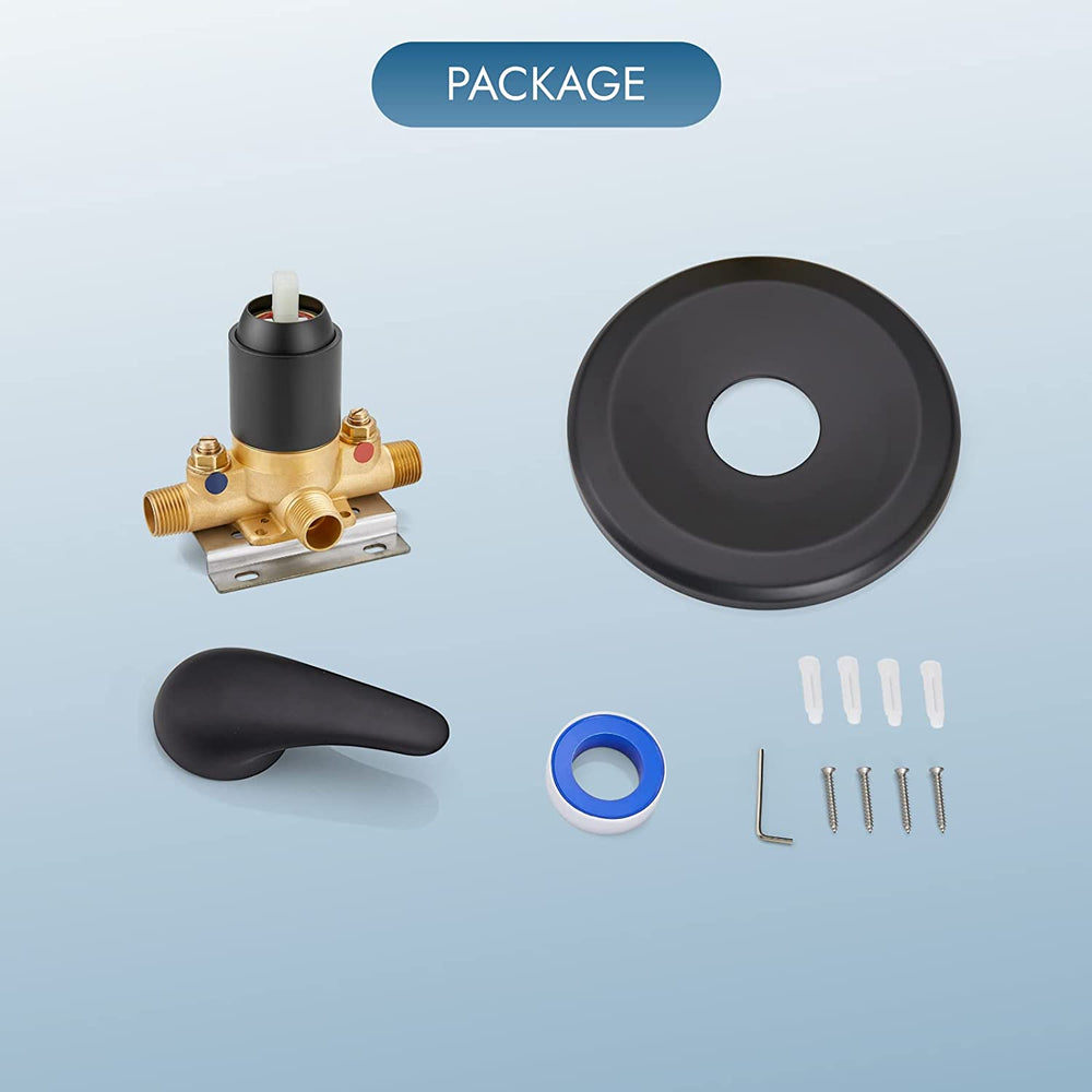 Cinwiny Single Function Shower Handle Valve Trim Kit with Cartridge Pressure Balancing Shower Valves Wall Mount Brass Rough-In Valve Single Handle Shower Valve Mixer
