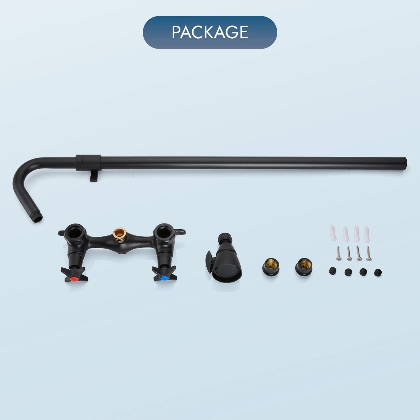 
                  
                    Cinwiny Outdoor Shower Fixtures Wall Mounted Exposed Shower Kit Adjustable slider Dual Cross Handles Brass Faucet Mixer Valve Adjustable Utility Shower Head Shower System
                  
                