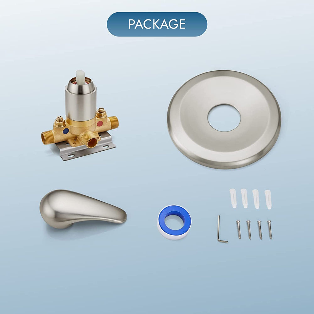 Cinwiny Single Function Shower Handle Valve Trim Kit with Cartridge Pressure Balancing Shower Valves Wall Mount Brass Rough-In Valve Single Handle Shower Valve Mixer