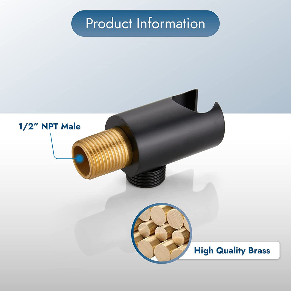Cinwiny Brass Hand Held Sprayer Bracket Wall Mounted Shower Head Round Holder Shower Hose Connector Wall Union Water Outlet with with Flange
