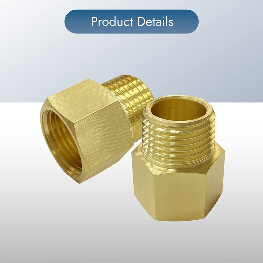 Cinwiny G 1/2 Inch Female to NPT 1/2 Inch Male Thread Adapter Pipe Fitting Converter ‎Coupling Connector,Brass Adapter 1/2 Inch, 2 Pack