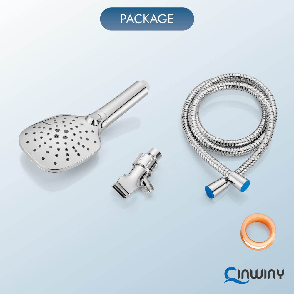 
                  
                    Cinwiny ABS Hand Held Shower Head, 3 Spray Functions Handheld Sprayer,High Pressure Wall Mounted with Adjustable Shower Bracket and 59” SUS304 Hose
                  
                