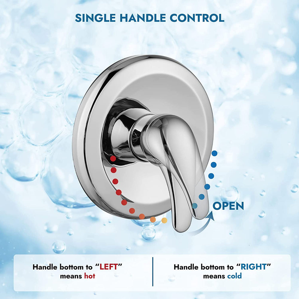 Cinwiny Single Function Shower Handle Valve Trim Kit with Cartridge Pressure Balancing Shower Valves Wall Mount Brass Rough-In Valve Single Handle Shower Valve Mixer