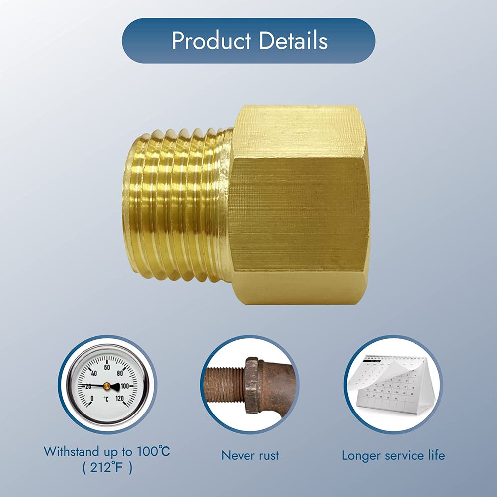 Cinwiny G 1/2 Inch Female to NPT 1/2 Inch Male Thread Adapter Pipe Fitting Converter ‎Coupling Connector,Brass Adapter 1/2 Inch, 2 Pack