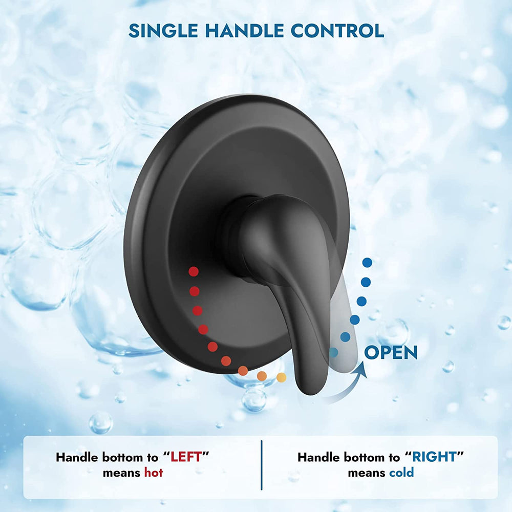 Cinwiny Single Function Shower Handle Valve Trim Kit with Cartridge Pressure Balancing Shower Valves Wall Mount Brass Rough-In Valve Single Handle Shower Valve Mixer