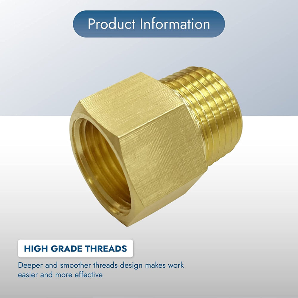 Cinwiny G 1/2 Inch Female to NPT 1/2 Inch Male Thread Adapter Pipe Fitting Converter ‎Coupling Connector,Brass Adapter 1/2 Inch, 2 Pack