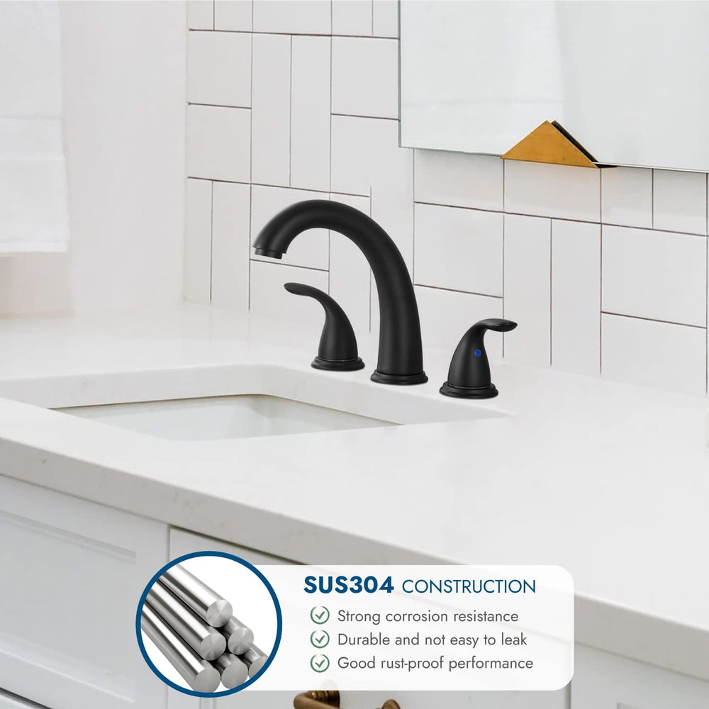
                  
                    Cinwiny 8” Widespread Bathroom Faucet Deck Mount Three Holes Brass Valve Sink Lavatory Stainless Steel Faucet Two Handles Mixer Tap with Pop up Drain Stopper
                  
                