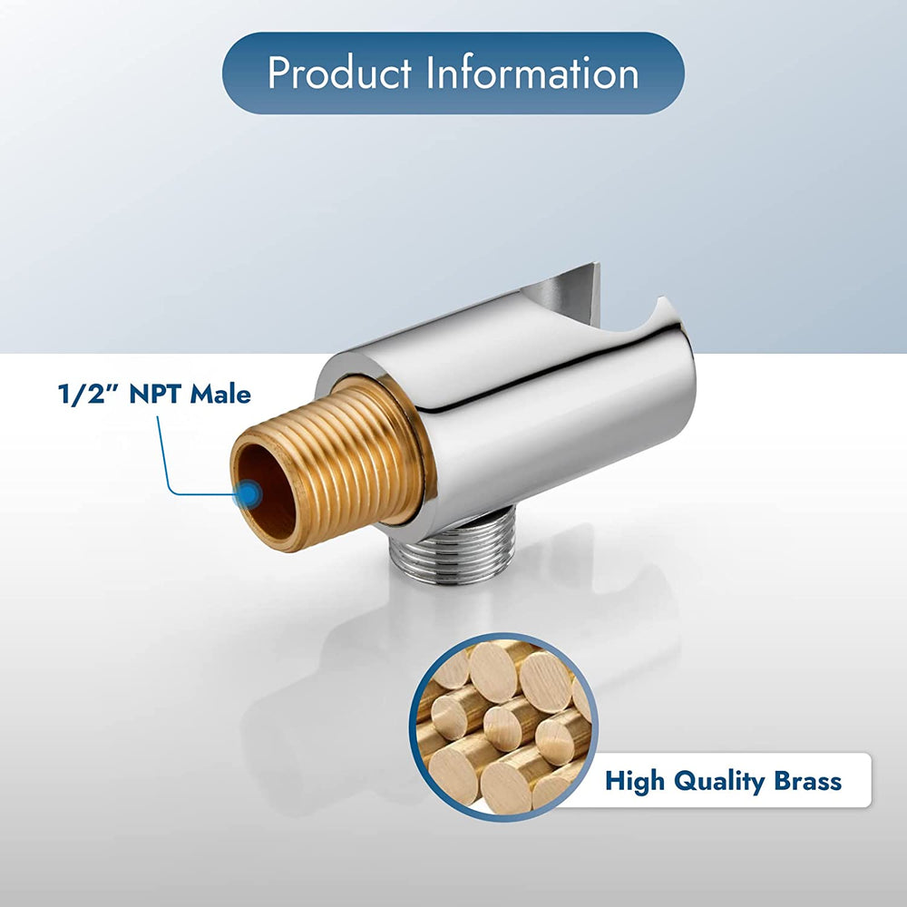 Cinwiny Brass Hand Held Sprayer Bracket Wall Mounted Shower Head Round Holder Shower Hose Connector Wall Union Water Outlet with with Flange