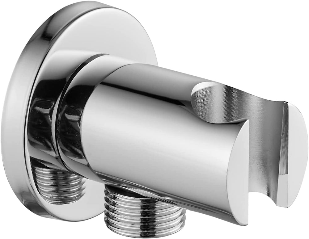 Cinwiny Brass Hand Held Sprayer Bracket Wall Mounted Shower Head Round Holder Shower Hose Connector Wall Union Water Outlet with with Flange
