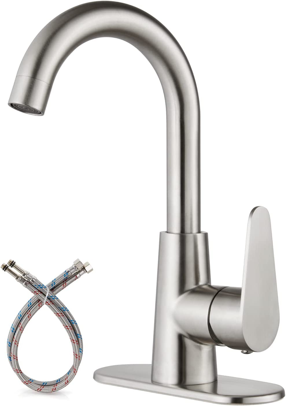 Cinwiny Bar Sink Faucet Single Hole Bathroom Faucet Brushed