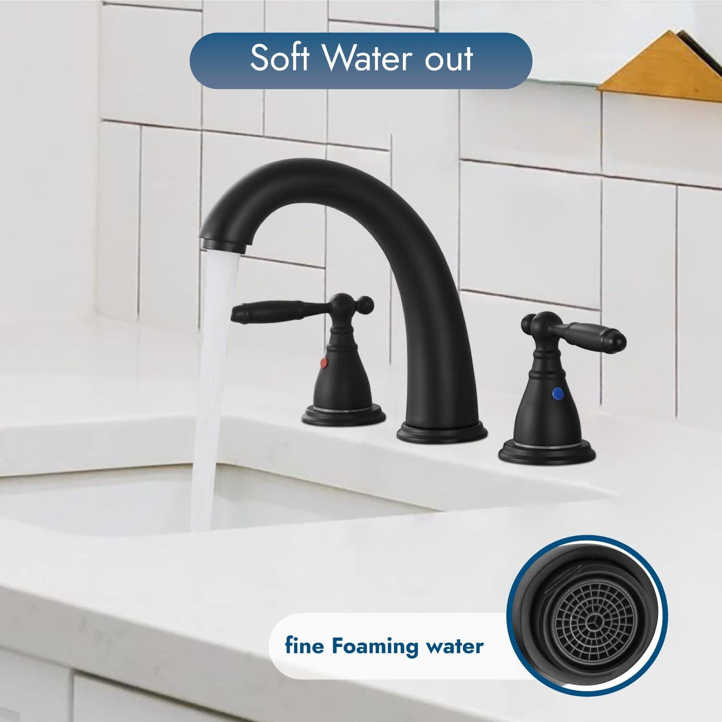 
                  
                    Cinwiny Widespread Bathroom Faucet Deck Mounted 8 Inch 3 Holes Brass Valve Sink Vanity SUS304 Faucet Double Handles Mixer Tap with Pop up Drain and Water Supply Hoses
                  
                