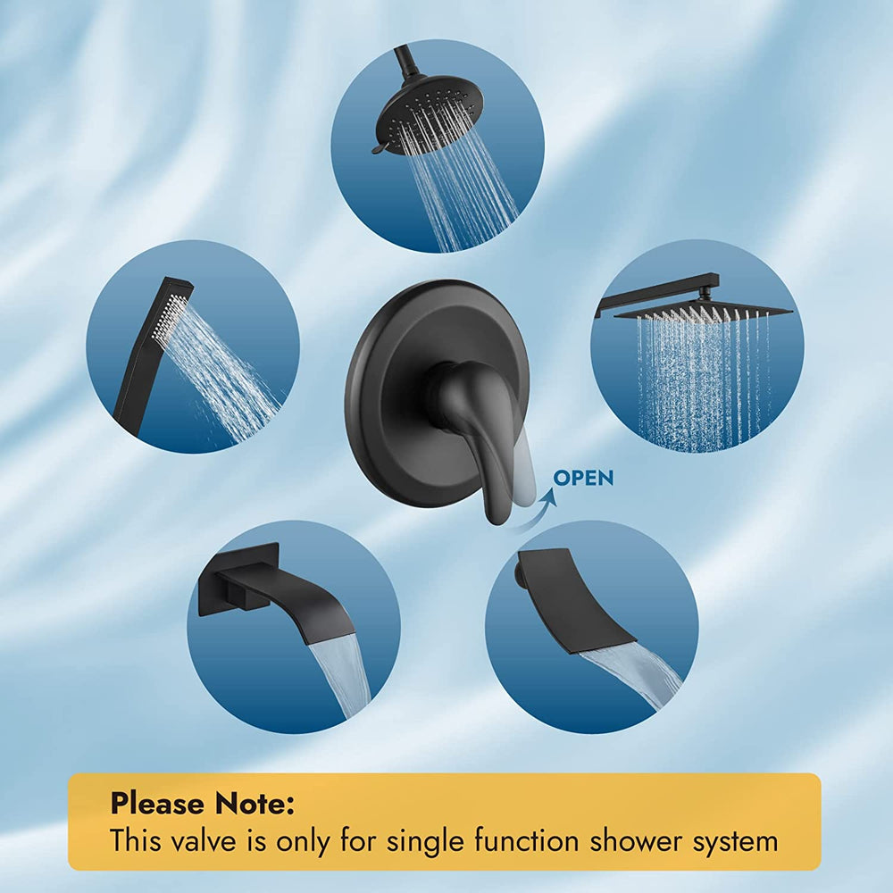 Cinwiny Single Function Shower Handle Valve Trim Kit with Cartridge Pressure Balancing Shower Valves Wall Mount Brass Rough-In Valve Single Handle Shower Valve Mixer